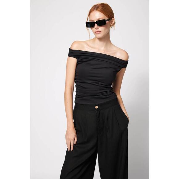 NEW AMANDA MARIA linen blend trouser in black - Picture 3 of 3